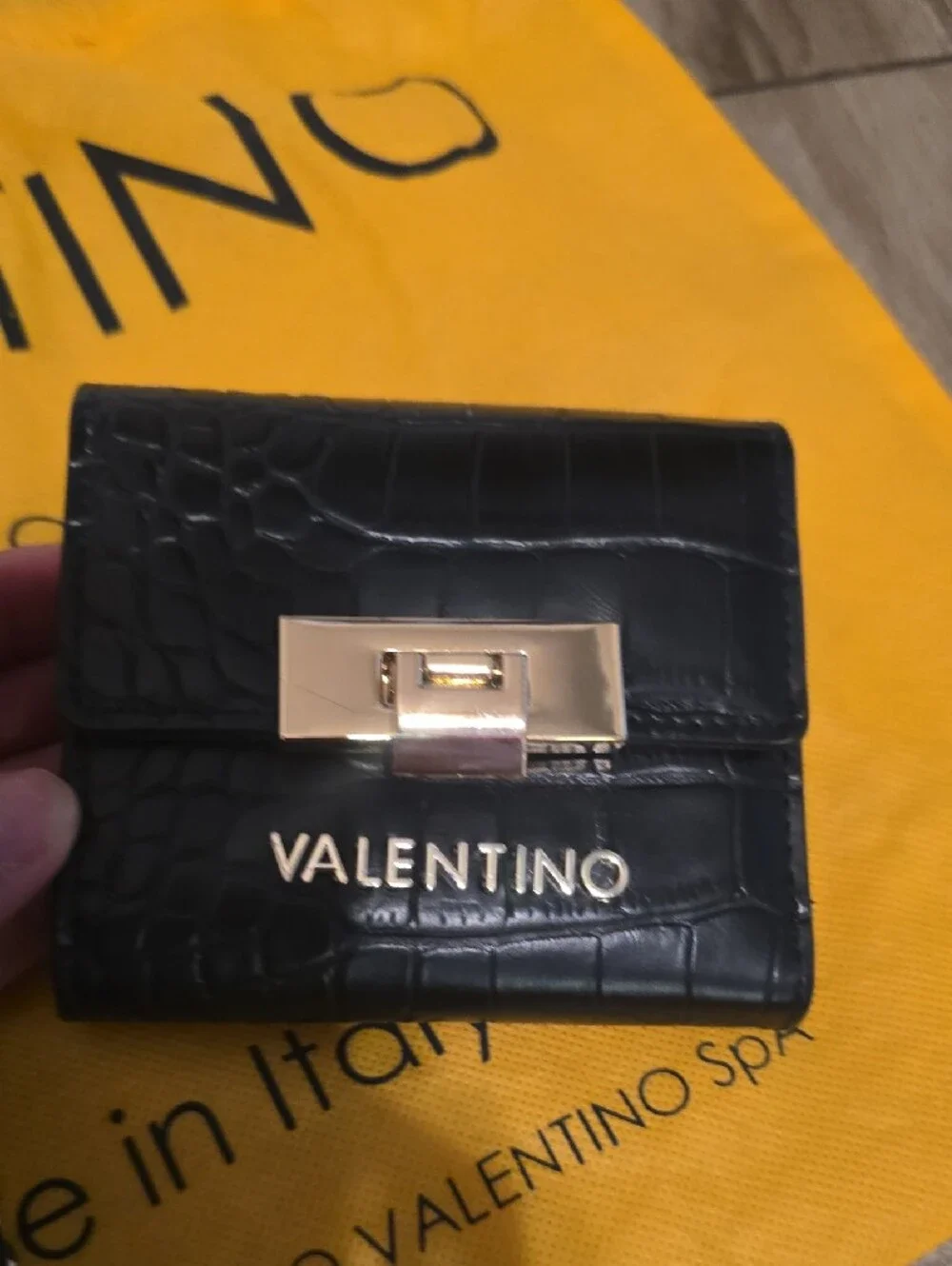 Valentino Black Quilted Leather Chain Shoulder Bag with Matching Wallet
